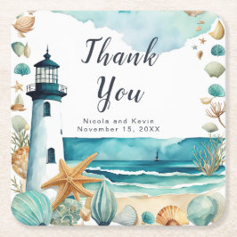 Porta-copo De Papel Quadrado Casamento de Farol Náutico