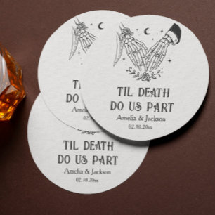 Porta-copo De Papel Quadrado Casamento de Halloween Vintage Gótico Até a Morte