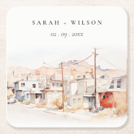 Porta-copo De Papel Quadrado Casamento de Molas de Água da Cidade de El Paso Te