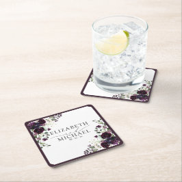 Porta-copo De Papel Quadrado Casamento De Molas Florais De Molas De Plum Purple