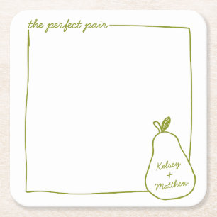 Porta-copo De Papel Quadrado Casamento De Pear Engraçado Personalizado Por Whim