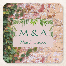 Porta-copo De Papel Quadrado Casamento de Pincéis com a Ivy Verde