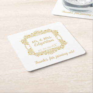 Porta-copo De Papel Quadrado Casamento de Quadro Dourado do ornamentado Persona