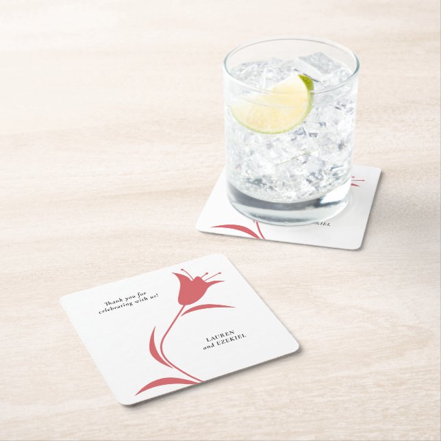 PORTA-COPO DE PAPEL QUADRADO CASAMENTO DE TULIP DE VINHO MOD (Insitu)