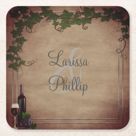 Porta-copo De Papel Quadrado Casamento de Vinha Russo Personalizado