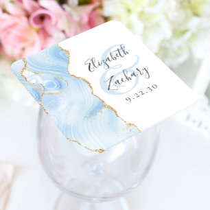 Porta-copo De Papel Quadrado Casamento Dourado de Bebê com Script Geode Agate