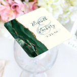Porta-copo De Papel Quadrado Casamento Dourado de Escrituras de Maré Verde Agat<br><div class="desc">Esta elegante porta copos de casamento moderna apresenta uma esmeralda cor d'água verde agate design com falso brilho dourado. Personalize facilmente o texto verde sobre um fundo de marfim,  com os nomes da noiva e do noivo em caligrafia manuscrita sobre um grande e grande painel.</div>