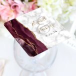 Porta-copo De Papel Quadrado Casamento Dourado de Ortografia Burgundy Agate Mar<br><div class="desc">Esta elegante porta copos de casamento moderna apresenta uma coloração d'água burgundy geode design com brilho de ouro falso. Personalize facilmente o texto da data preta em uma cinza e fundo de mármore branco, juntamente com os nomes da noiva e do noivo em caligrafia dourada sobre uma grande e pálida...</div>