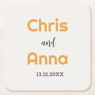 Porta-copo De Papel Quadrado Casamento Dourado elegante