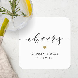 Porta-copo De Papel Quadrado Casamento Dourado moderno de animação