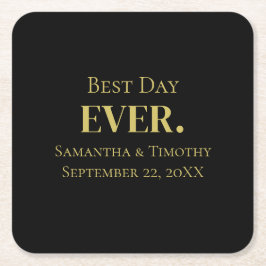 Porta-copo De Papel Quadrado Casamento Dourado Negro Personalizado no Melhor Di