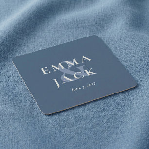 Porta-copo De Papel Quadrado Casamento Elegante Ampersand Minimalista Azul