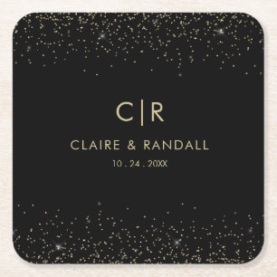 Porta-copo De Papel Quadrado Casamento Elegante Dourado