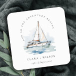 Porta-copo De Papel Quadrado Casamento Elegante Dusky Sailboat Yacht Seascape<br><div class="desc">Se você precisar de outro produto ou personalização correspondente,  por gentileza,  envie uma mensagem via Zazzle.</div>