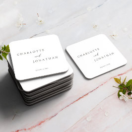 Porta-copo De Papel Quadrado Casamento Elegante Moderno Minimalista