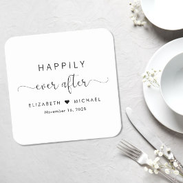 Porta-copo De Papel Quadrado Casamento Feliz Para Sempre
