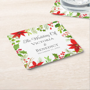 Porta-copo De Papel Quadrado Casamento Festivo De Natal Personalizado Floral