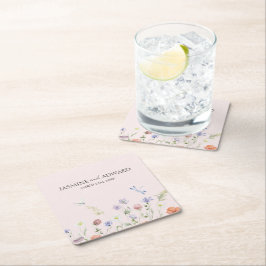 Porta-copo De Papel Quadrado Casamento Floral de Flores Silvestres Simples Mode