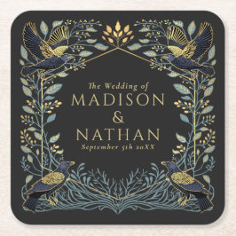 Porta-copo De Papel Quadrado Casamento Floral de Raven Gothic Encantado