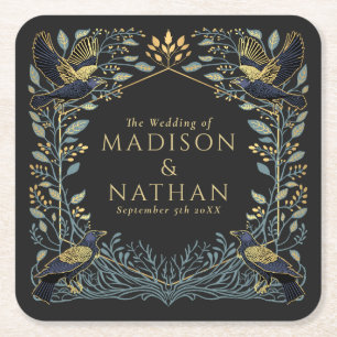 Porta-copo De Papel Quadrado Casamento Floral de Raven Gothic Encantado