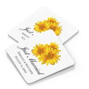 Porta-copo De Papel Quadrado Casamento Floral Elegante de Girassóis Boho Apenas
