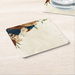 Porta-copo De Papel Quadrado casamento floral naval terracota