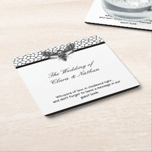 Porta-copo De Papel Quadrado Casamento Gótico do Crânio Materno - Elegante Escu