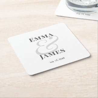 Porta-copo De Papel Quadrado Casamento Minimalista com Ampersand | 