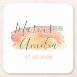 Porta-copo De Papel Quadrado Casamento Minimalista de bonito Aquarela