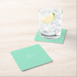 Porta-copo De Papel Quadrado Casamento Minimalista de Cor Sólida da Casa de Pas<br><div class="desc">Adorável cor picante de primavera de luz. Simples e moderna estética do estilo chic pastel em cor sólida da menta. Decoração da casa da mãe,  decoração estética de decoração de casamentos,  cozinha de menta,  cor de menta.</div>