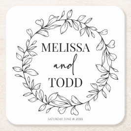 Porta-copo De Papel Quadrado Casamento Minimalista Minimalista de Branch e Leaf