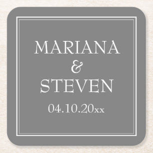 Porta-copo De Papel Quadrado Casamento Minimalista Moderno Cinza