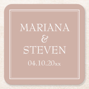 Porta-copo De Papel Quadrado Casamento Minimalista Moderno Rosa