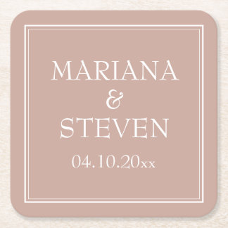 Porta-copo De Papel Quadrado Casamento Minimalista Moderno Rosa