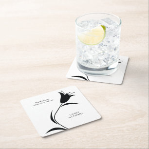 PORTA-COPO DE PAPEL QUADRADO CASAMENTO MOD BLACK TULIP