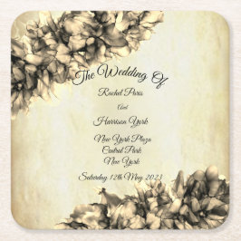 Porta-copo De Papel Quadrado Casamento Moderno Abstrato Natural Elegante Neblin