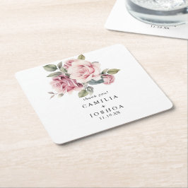 Porta-copo De Papel Quadrado Casamento Moderno Chic Elegante Romântico Rosa Ros