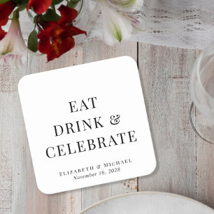 Porta-copo De Papel Quadrado Casamento Moderno Comer Beber Celebrar