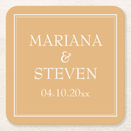 Porta-copo De Papel Quadrado Casamento Moderno Minimalista Amarelo