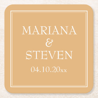 Porta-copo De Papel Quadrado Casamento Moderno Minimalista Amarelo