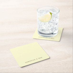 Porta-copo De Papel Quadrado Casamento Moderno Personalizado Amarelo Simples