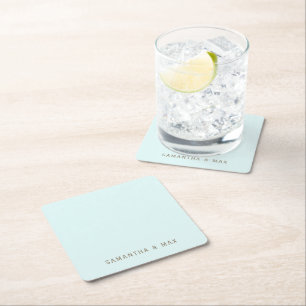 Porta-copo De Papel Quadrado Casamento Moderno Personalizado Simples Seafoam