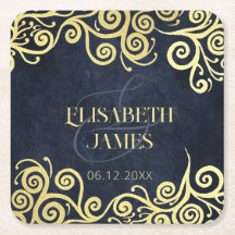 Casamento no inverno De Luxo Azul E Dourado Florei