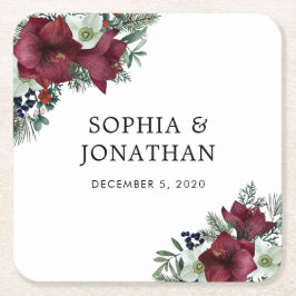 Porta-copo De Papel Quadrado Casamento no inverno de Tema de Natal Floral da Bu