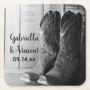 Porta-copo De Papel Quadrado Casamento Ocidental Rustic Cowboy Boots Country