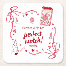 Porta-copo De Papel Quadrado Casamento Perfeito Coquete Chá de Noiva Personaliz