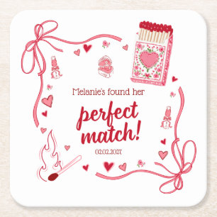 Porta-copo De Papel Quadrado Casamento Perfeito Coquete Chá de Noiva Personaliz