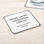 Porta-copo De Papel Quadrado Casamento Personalizado Da Retrora Branca Branca B<br><div class="desc">Bold Minimalista Preto Retro Simples Casamento Personalizado Obrigado Porta copos de Papel Quadrado</div>