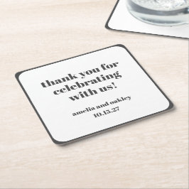 Porta-copo De Papel Quadrado Casamento Personalizado Da Retrora Branca Branca B