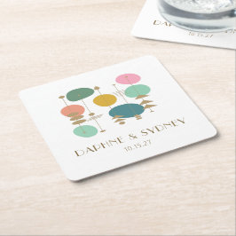 Porta-copo De Papel Quadrado Casamento Personalizado do Meio século de Idade At